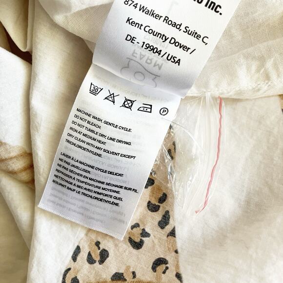 Farm Rio Large Leopard Shell Midi Dress Button 100% Cotton Sundress Print - Picture 11 of 11